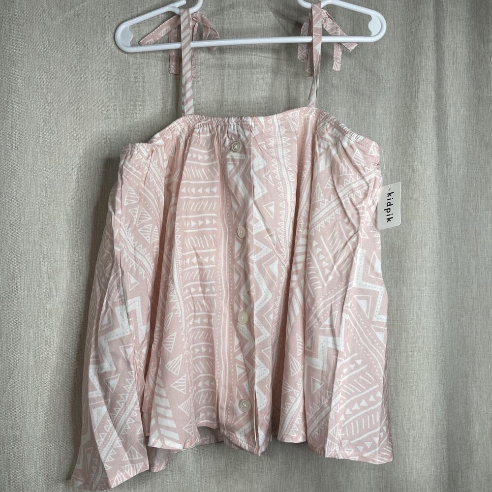 Kidpik -Sleeveless Batik Print Tie Shoulder Flyaway Swing Top Size L (12) NWT
